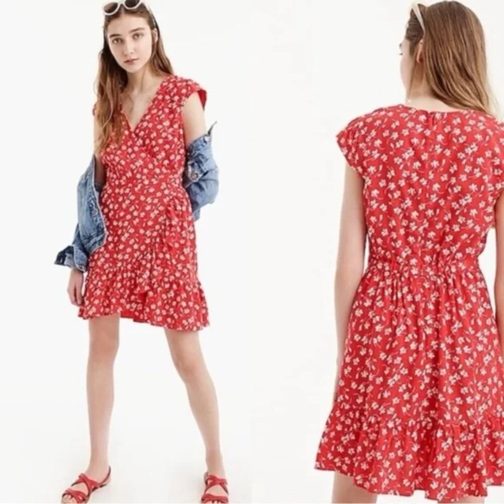 J.Crew Mercantile faux-wrap mini dress in fresh daisies